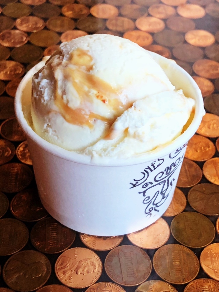 A once-a-year seasonal favorite!! We make a butter rum ice cream and swirl it with a thick ribbon of our house-made butter beer caramel. Loved by witches and wizards alike!