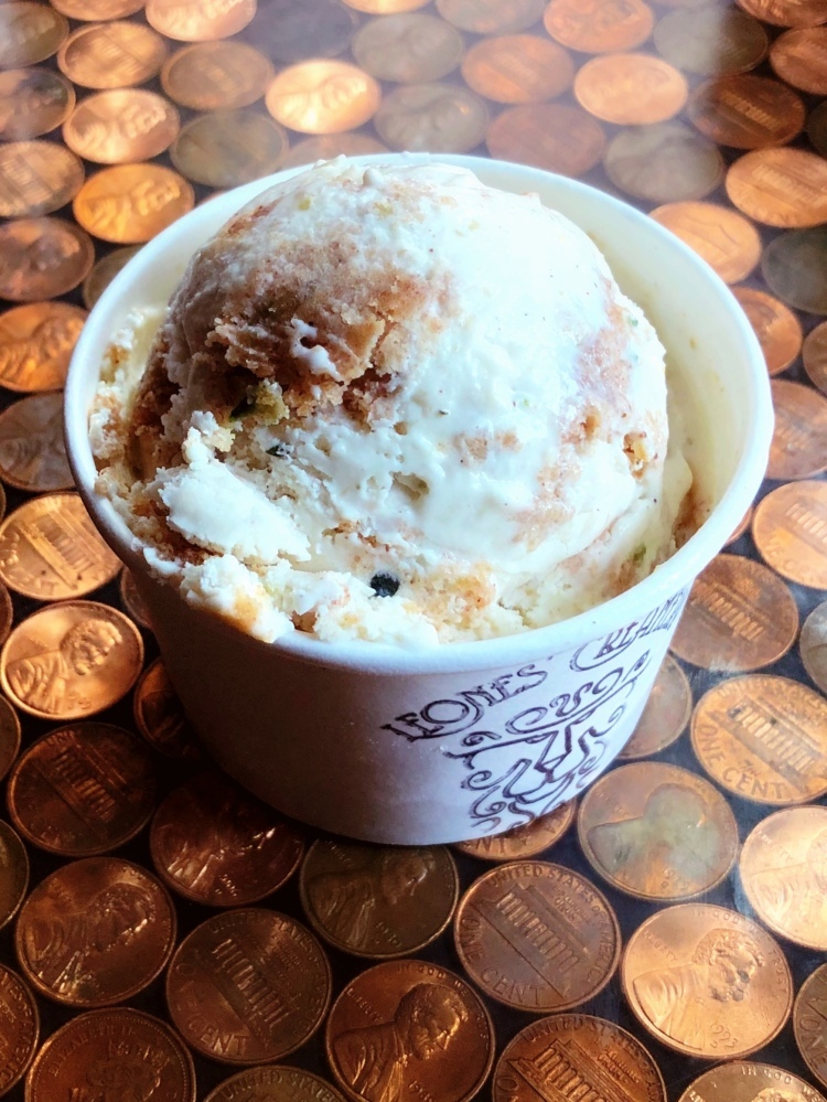 Your ULTIMATE zucchini-bread-dreams-come-true! Made with Cycle Farm's zucchini, we make a cream cheese/zucchini/spiced ice cream and throw in heaps of fresh zucchini bread.