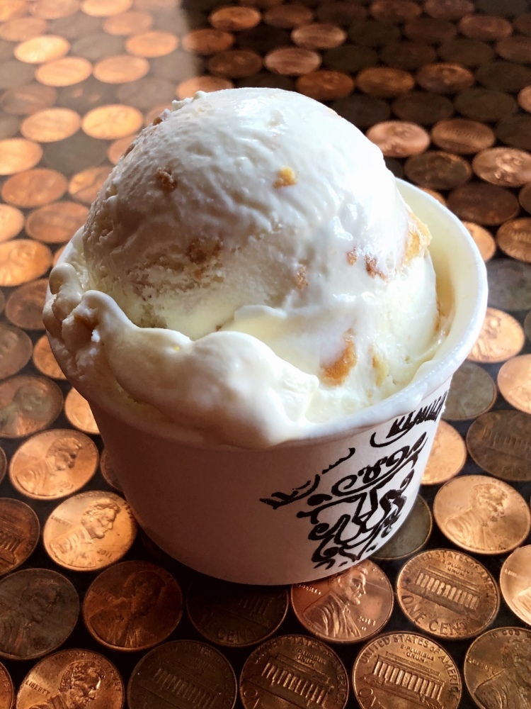 Ice cream made with our signature salted caramel sauce, and full of our gluten-free cone pieces folded in!