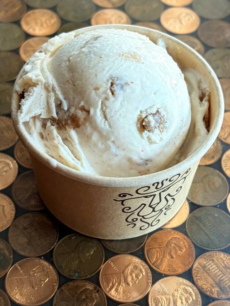 One of our 2026 Lunar New Year flavors! For the Year of the Fire Horse, we made a spiced cinnamon-vanilla ice cream (with a teeny hint of cayenne!), and folded in our housemade (and gluten-free!) Apple crisp.