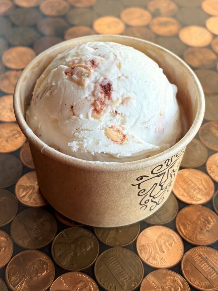 Our 2026 Seed Swap flavor!!! A creamy lime ice cream with tajin coated watermelon seeds. (Tajin is a Mexican spice mix consisting of lime, mild chili peppers and salt). Fruity, tangy, sweet perfection.