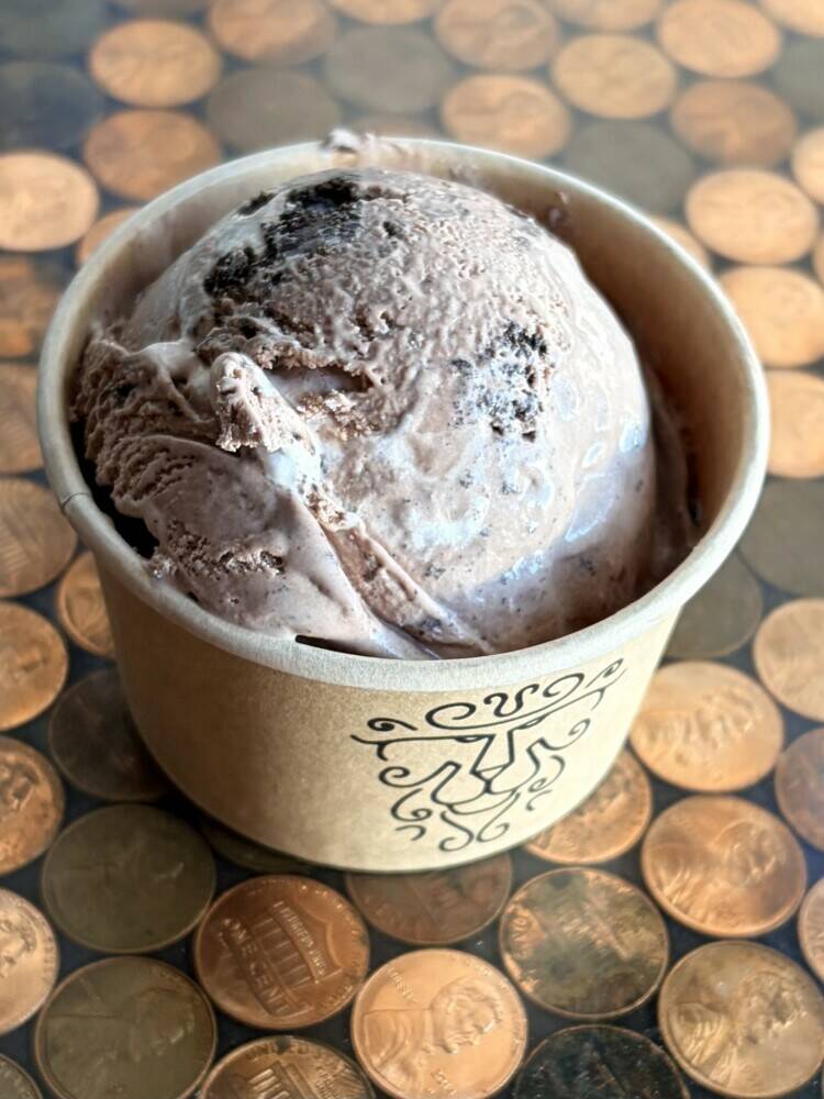 Milk Chocolate ice cream with a ribbon of house-made marshmallow meringue, and plenty of our Oreo cookie crust bits...deeelicious!