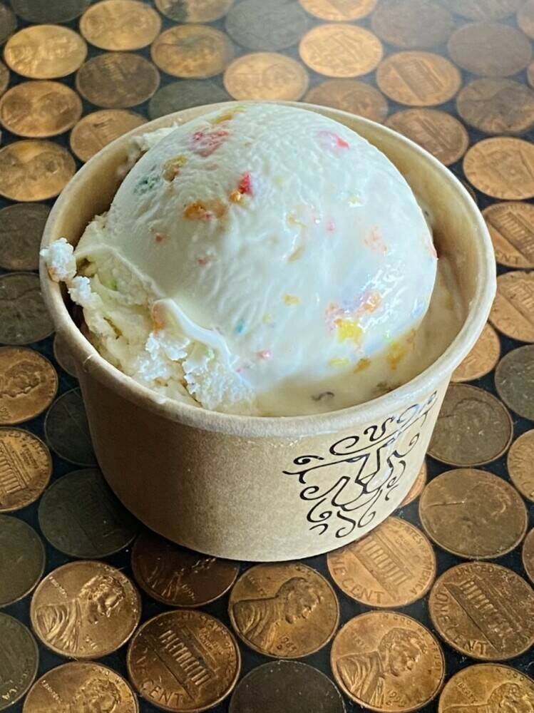 A fruity, marshmallow ice cream chock-full of our fruity pebble rice krispy treats!